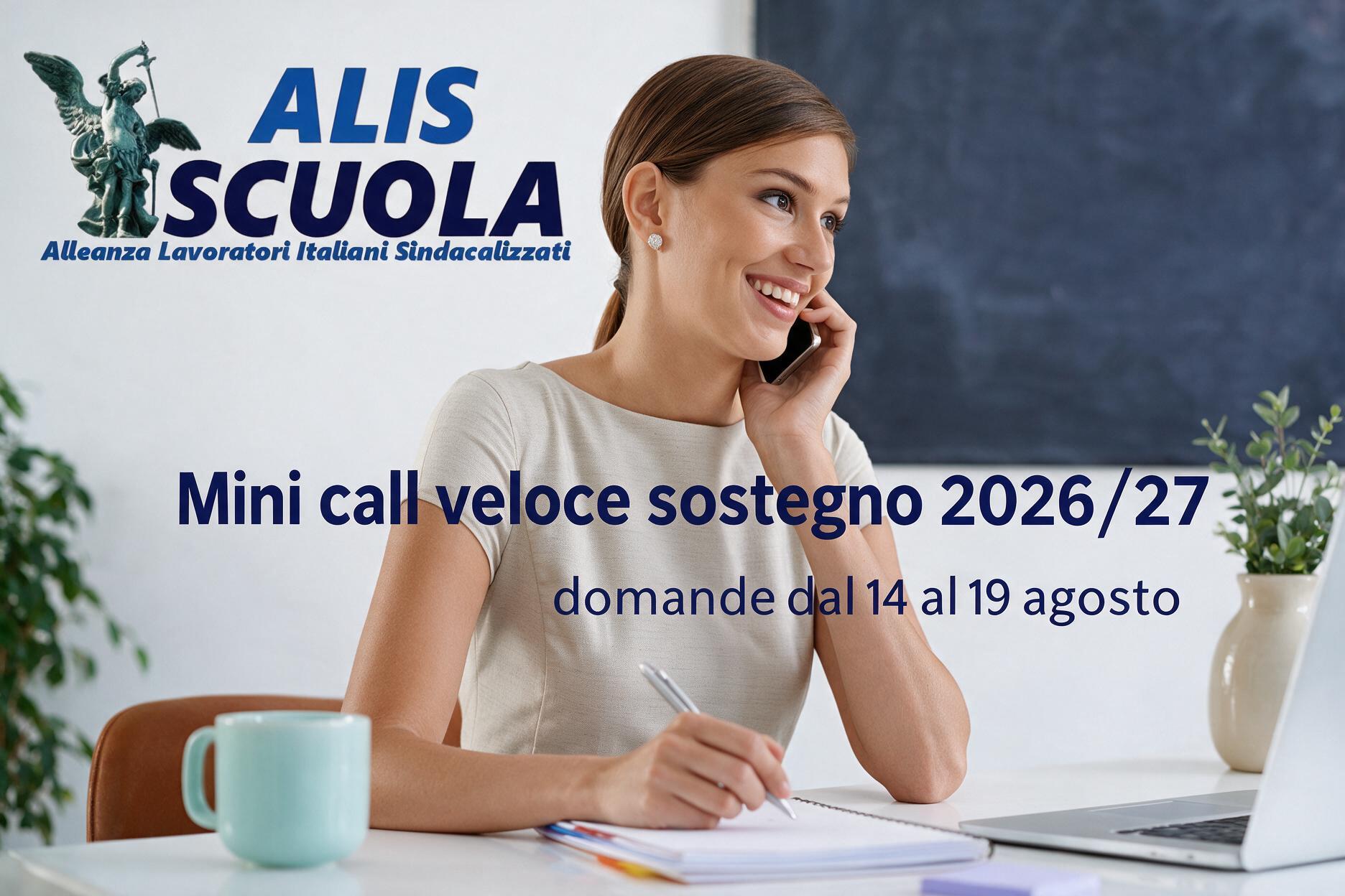 Mini call veloce sostegno 2026/27: domande dal 14 al 19 agosto